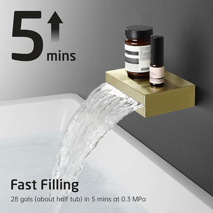 KES Brushed Gold Shower System with Tub Spout, Pressure Balanced Bath Tub Shower Faucet Set Complete with Valve, Shower System with Rain Shower Head with Handheld, XB6305F18-BZ - Image 5