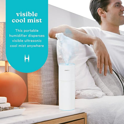 Homedics Portable Humidifier - Small Air Humidifiers for Bedroom, Plants, Office, Travel - Cool Mist Humidifiers, Color-Changing Accent Light, 2 Mist Settings, White - Image 2
