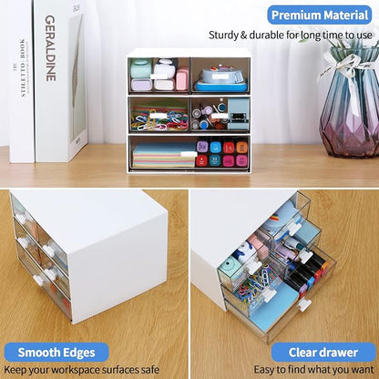 Desk Organizer with 5 Drawers, Rectangular Office Stationery Supplies Desktop - Image 7