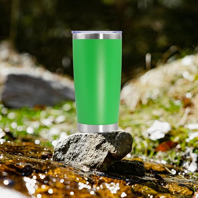 20oz Tumbler Bulk Stainless Steel Tumbler Cup with Lid Vacuum Insulated Double Wall Travel Mug, Durable Powder Coated Travel Coffee Tumbler Mug for Hot & Cold Drinks, Green,8 Pack - Image 9