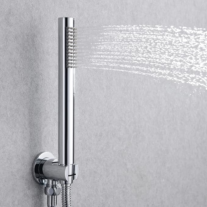 sumerain Rain Shower System with Tub Spout, Tub Shower Faucet Set with 8 inches Shower Head and Hand Shower, Valve Included Chrome - Image 8