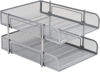 Mind Reader Stackable Paper Tray, Desktop Organizer, File Storage, Metal Mesh - Image 7