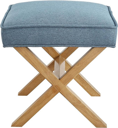 Amazon Basics Small Ottoman Foot Rest, Mid-Century Modern X Square Upholstered - Image 4