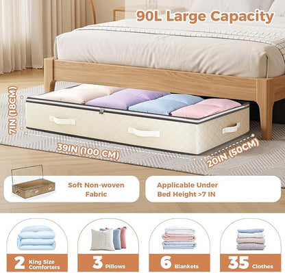 Budding Joy 6 Pack 90L Under bed Storage Containers Organizer Large Capacity - Image 3