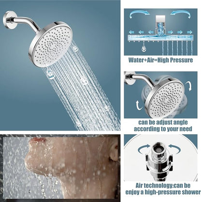 Aolemi Tub Shower Faucet Set With Valve Wall Mount Shower Trim Kit 6 Inch Bathtub Fixtures Rough-in Valve Single-Spray Shower Head System 5.3 Inch Tub Spout Polish Chrome Modern - Image 5