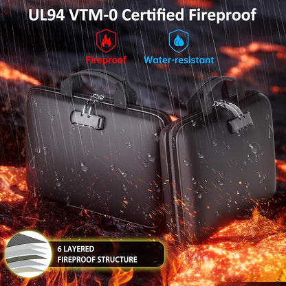 Fireproof File Organizer with Lock, Hard Case Fireproof Document Box with 13 - Image 2