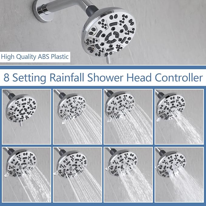 2 Handles Shower Faucet Set with Tub Spout Bathtub Shower Faucet Combo Set Shower System Complete Tub and Shower Trim Kit Wall Mounted Shower Fixtures Chrome - Image 5