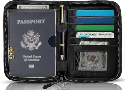 Passport Holder for Travel Essentials, RFID Blocking Protector Passport Wallets by Unknown