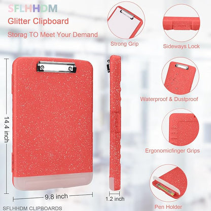 Glitter Clipboard with Storage, Storage Clipboard with Pen Holder, A4 Binder - Image 2