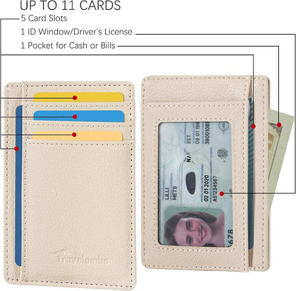 Travelambo Front Pocket Minimalist Leather Slim Wallet RFID Blocking Medium Size - Image 3
