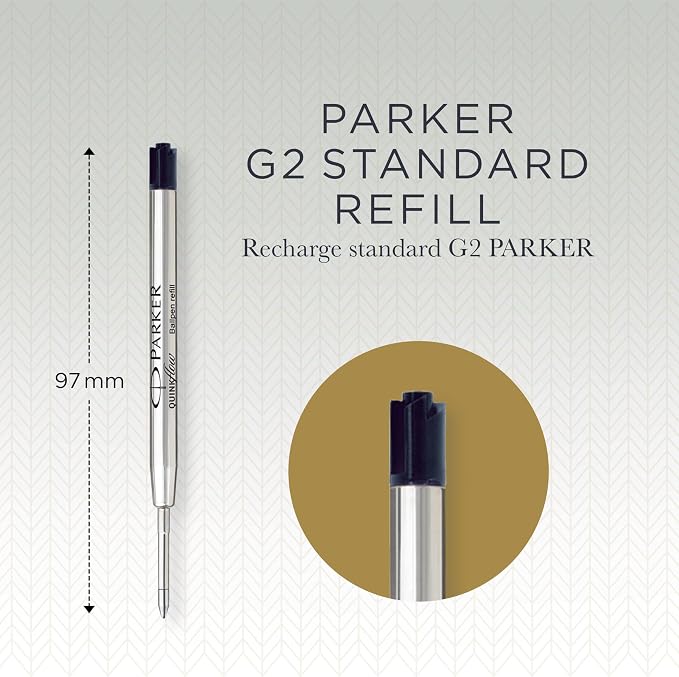 PARKER QUINKflow Ballpoint Pen Ink Refill, Medium Tip, 2 Pack - Image 3