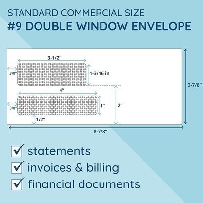500 No. 9 Flip and Seal Double Window Security Envelopes - Image 4