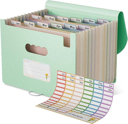 EcoStash Accordion File Organizer, 12-Pocket Wheat Straw Expanding File Folder by EcoStash