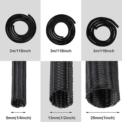 Boao 3 Pieces Cord Protector Wire Loom Tubing Cable Sleeve Split Sleeving - Image 6