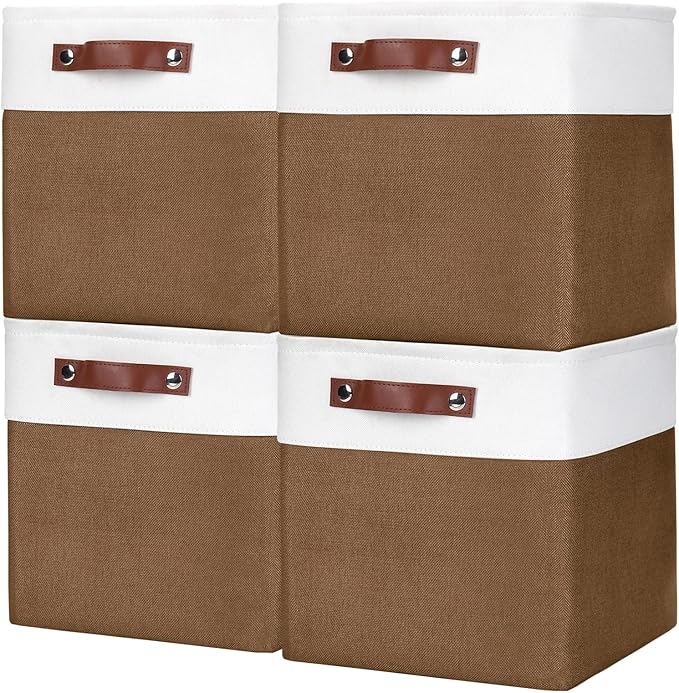 Bagnizer Collapsible Fabric Storage Cubes 11x11 Cube Storage Bins, 4 Pack by Bagnizer
