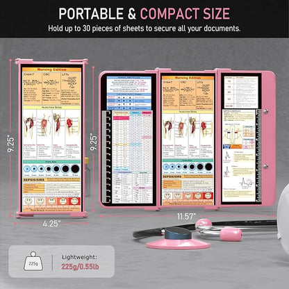 Nursing Clipboard Foldable, Foldable Clip Board w/Nursing Edition Cheat Charts - Image 2