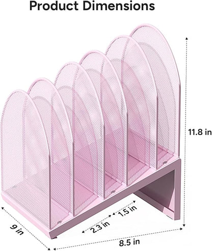 5-Section Desk File Organizer, Metal Mesh Folder Organizer - Image 4
