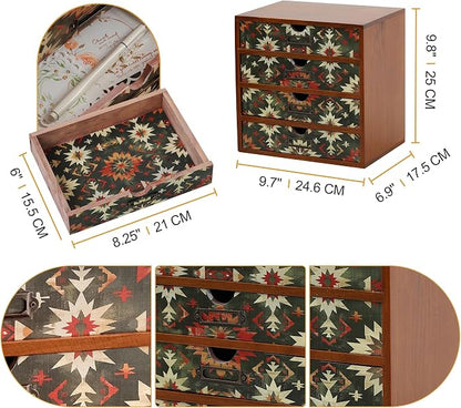 Boho Green Wooden Desk Organizer - Image 2
