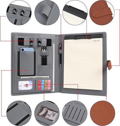 Wason Portfolio Padfolio A4 Leather PU Folder File Document Holder Case - Image 5
