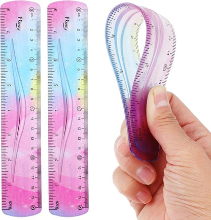 Grevosea 2 Pieces Flexible Ruler, 20cm/8inch Plastic Ruler Shatterproof by Unknown