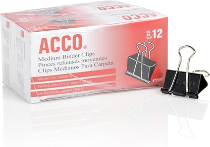 ACCO Binder Clips, 12 per Box, 2 Boxes - Image 2