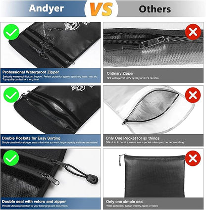 Upgraded Two Pockets Fireproof Document Bag, andyer 15”x 11”Waterproof - Image 3