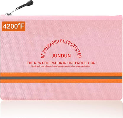 JUNDUN Fireproof Document Bag, 14.2”x 10.0”Waterproof and Fireproof Money Bag by JUNDUN