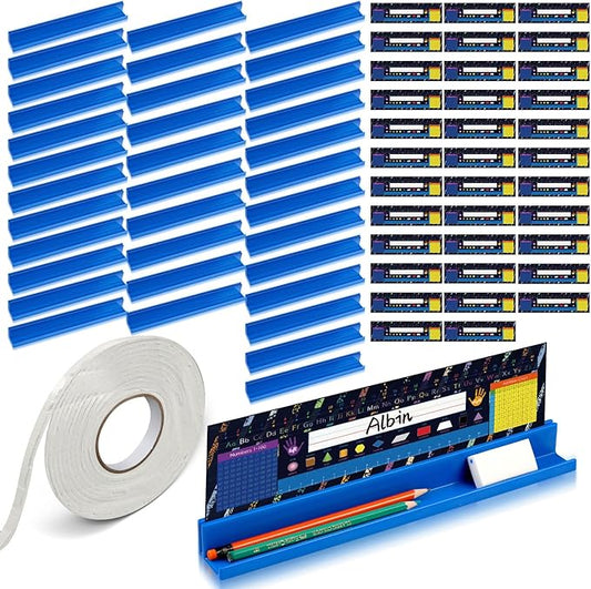 PerKoop 35 Pcs Classroom Desk Name Plates Holder Set Index Cards Storage by PerKoop