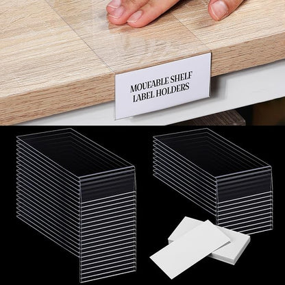 Containlol 30 Pcs Moveable Shelf Label Holders Clear Transparent Plastic by Containlol