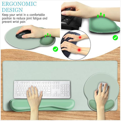 LIMKRIAN Sage Green Mouse Pad Set, Complete XXL Desk Mat - Image 3