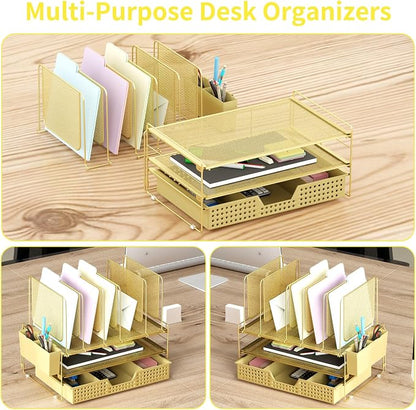 LEKETREE Gold Desk Organizer, Office Organization - Image 6