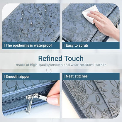 Embossed Faux Leather Zippered Padfolio - Image 7