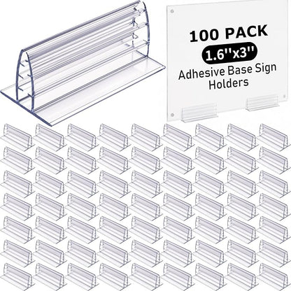 Fulmoon 100 Pcs Sign Holder, Adhesive Base Sign Holders Multiple Uses by Fulmoon