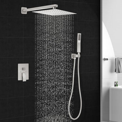 10 inch Brushed Nickel Shower Faucet Set, Stainless Steel Rain Shower System with Tub Spout, All Metal Wall Mounted Shower Faucet for Bathroom (With Shower Valve) - Image 6