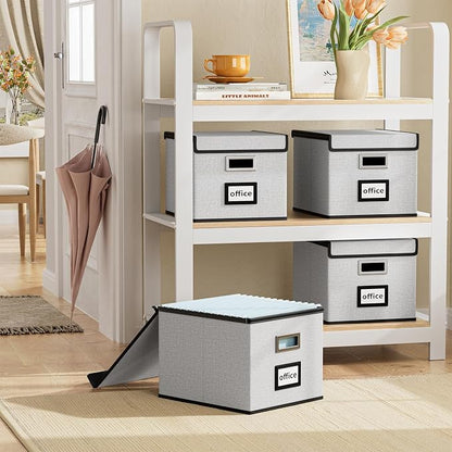 File Organizer Box with Lid, Collapsible File Folder Organizer - Image 2