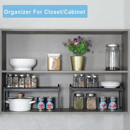 X-cosrack 25.5 Inches 3 Pack Expandable Cabinet Shelves, Stackable Shelf - Image 6