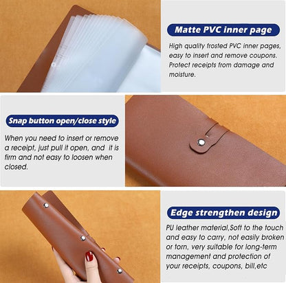 Leather Receipt Organizer, Portable Receipt Holder - Image 8
