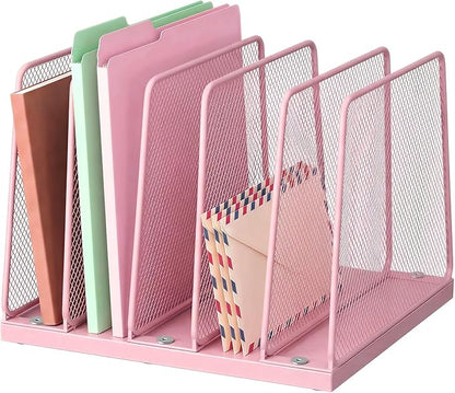 LEKETREE Small Desk File Organizer, 5-Section Upright File Sorter, Vertical by Stylishworkspaceeffortlessorganization