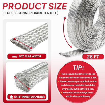 Tinned Copper Braid Cable Wire Shielding Sleeve Ground Straps Protection Flat - Image 2