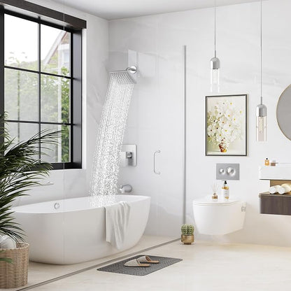 Esnbia Shower Tub Kit, Tub and Shower Faucet Set（Valve Included) with 6-Inch Rain Shower Head and Tub Spout, Single-Handle Tub and Shower Trim Kit,Brushed Nickel - Image 4