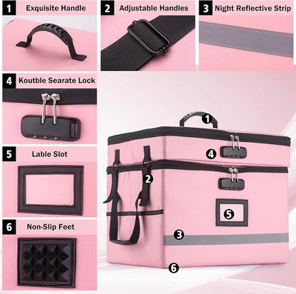 EXLIFBAG 2 Layer File Box with Lock, Portable Document Organizer Box with Handle - Image 2