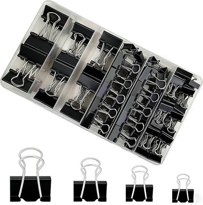106 Pcs Black Binder Clips Paper Clamps Kit Assorted Sizes Large, Small，X Small by Unknown