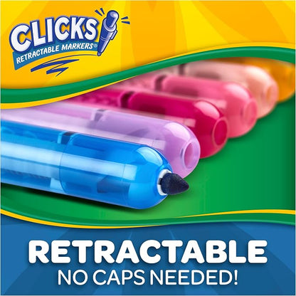 Crayola Clicks Retractable Tip Markers, Washable Cone Tip Art Marker Set - Image 8
