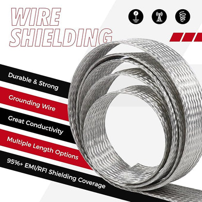 Tinned Copper Braid Metal Cable Shielding Sleeve Ground Straps Interference - Image 4