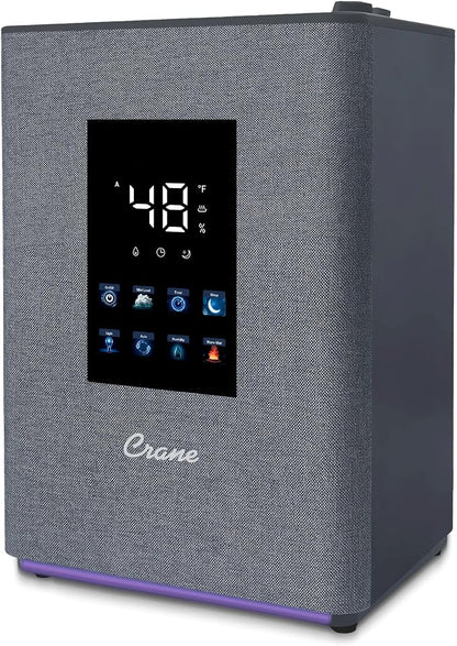 Crane 4.5L Warm and Cool Mist Humidifier, Top Fill Ultrasonic Humidifier for Large Room, Bedroom, Baby Nursery, Easy Clean, Humidifier with Essential Oil Tray, Humidifier with Humidistat & Remote by Crane