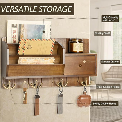 Key Holder Wall Mount with Mail Sorter - Image 3