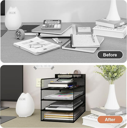 Natwind 4-Tier Stackable Metal Mesh Letter Paper Tray Organizer, Mail Tray - Image 6