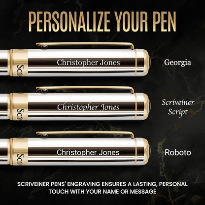 Scriveiner Personalized Silver Chrome Ballpoint Pen - Image 2