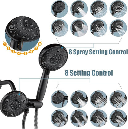Aolemi Shower Faucet Set with Tub Spout Rain Shower Head System Shower Trim Kit Pressure Rough-in Valve Included ABS 8 Setting Dual Shower Head and Handheld Spray Oil Rubbed Bronze - Image 3