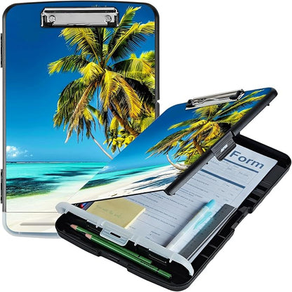 Blue Beach Palm Tree A4 Clipboard by Unknown